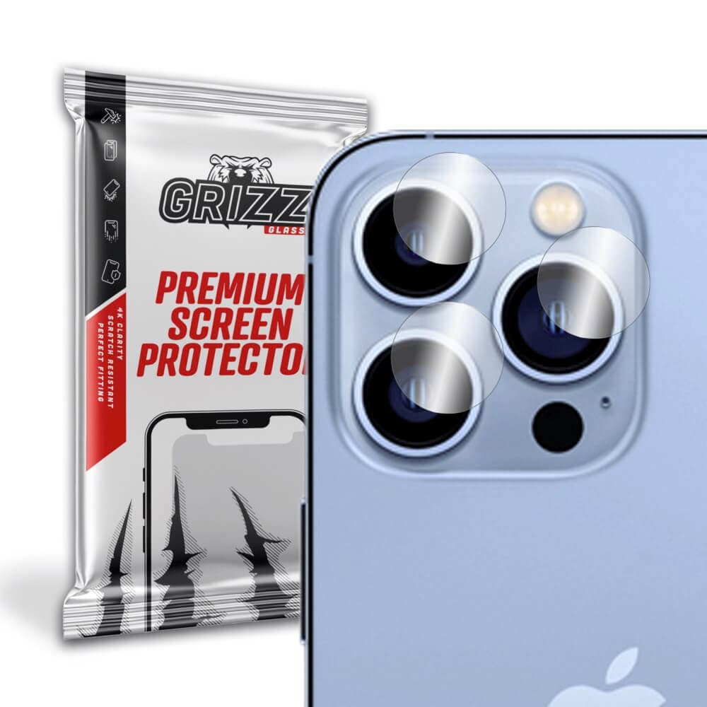 2 комплекта предпазни стъклени лещи за камерата на iPhone 14 Pro Max - GrizzGlass HybridGlass Camera Glass Set