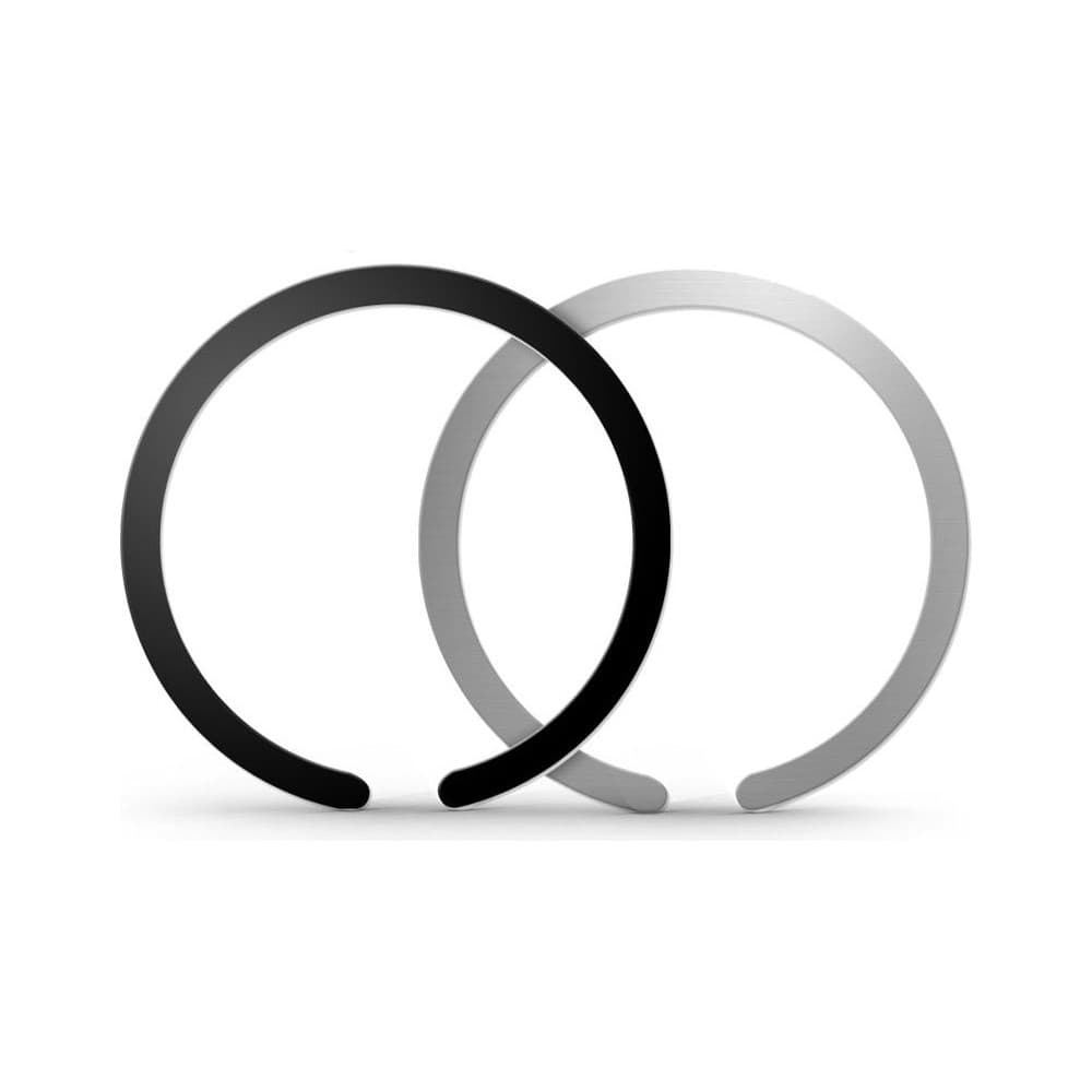 2 броя магнитни дискове за смартфони и кейсове, съвместим с MagSafe аксесоари - Tech-Protect Metalplate MagSafe Magnetic Ring (черен и сребрист)