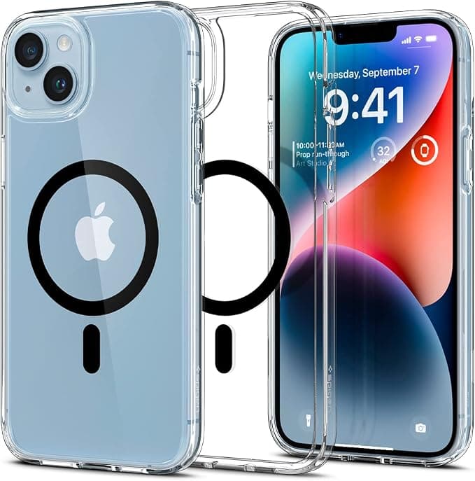 Хибриден кейс с висока степен на защита с MagSafe за iPhone 14 (черен-прозрачен) - Spigen Ultra Hybrid MagSafe Case