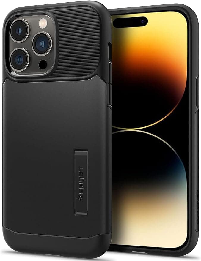 Хибриден кейс с висока степен на защита за iPhone 14 Pro - Spigen Slim Armor Case (черен)