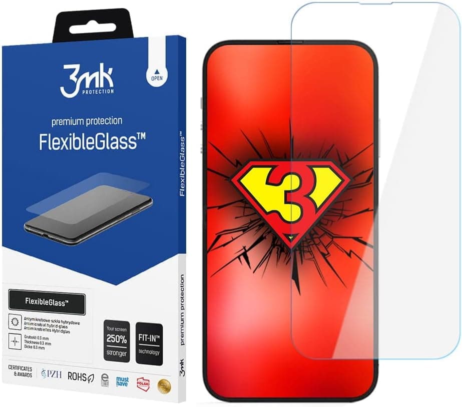 Хибридно стъклено защитно покритие за дисплея на iPhone 14, iPhone 14 Pro - 3mk FlexibleGlass Screen Protector (прозрачен)