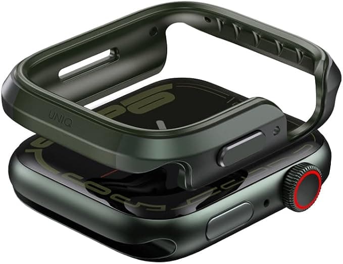 Удароустойчив хибриден кейс за Apple Watch 45мм, 44мм - Uniq Valencia Reinforced Aluminium Protective Case (зелен)