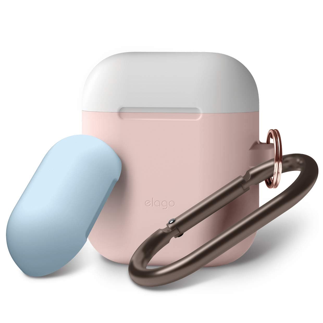 Калъф за слушалки Elago Duo Hang Silicone Case EAPDH-PK-WHPBL, за Apple AirPods, силиконов, розов