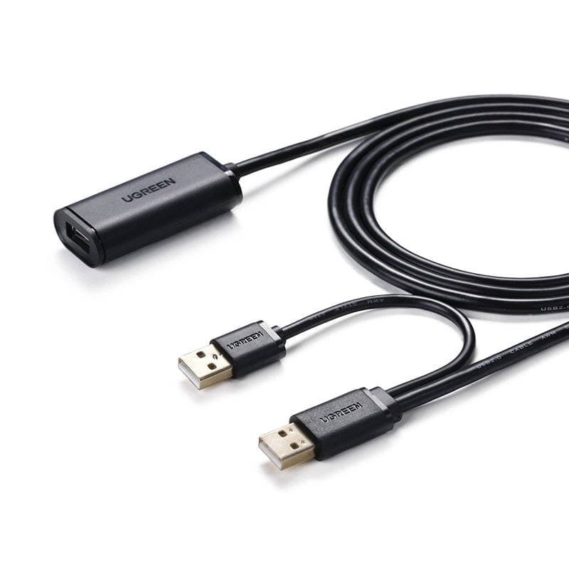 Удължителен USB кабел с две мъжки USB (500 см) - Ugreen 2 x USB 2.0 Extension Cable (черен)