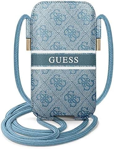 Кожен калъф с връзка за мобилни телефони (син) - Guess Pouch 4G Printed Stripe L