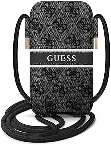 Кожен калъф с връзка за мобилни телефони (тъмносив) - Guess Pouch 4G Printed Stripe S/M