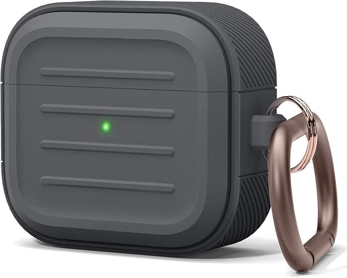 Удароустойчив силиконов калъф с карабинер за Apple Airpods 3 - Elago AirPods 3 Armor Hang Case (тъмносив)