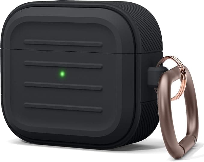 Удароустойчив силиконов калъф с карабинер за Apple Airpods 3 - Elago AirPods 3 Armor Hang Case (черен)
