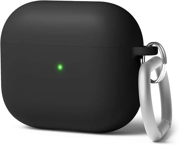 Твърд силиконов кейс с карабинер за Apple AirPods 3 - Elago AirPods 3 Liquid Hybrid Hang Case (черен)