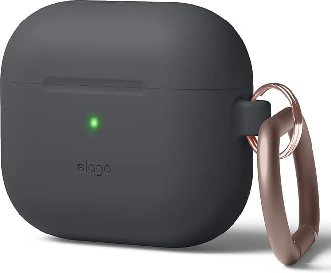 Силиконов калъф с карабинер за Apple AirPods 3 - Elago AirPods 3 Silicone Hang Case (тъмносив)
