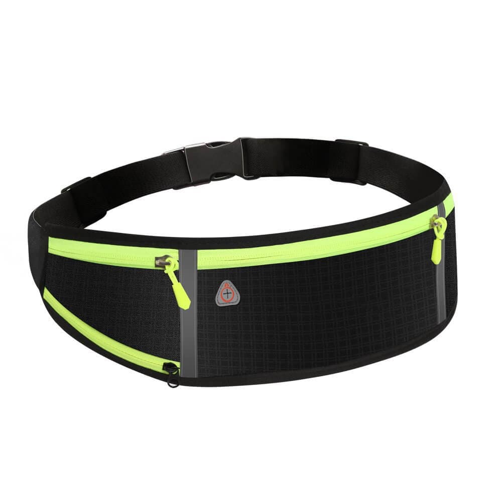 Универсален спортен калъф за кръста с 4 джоба за смартфони - Ultimate 4-pocket Running Belt (зелен)
