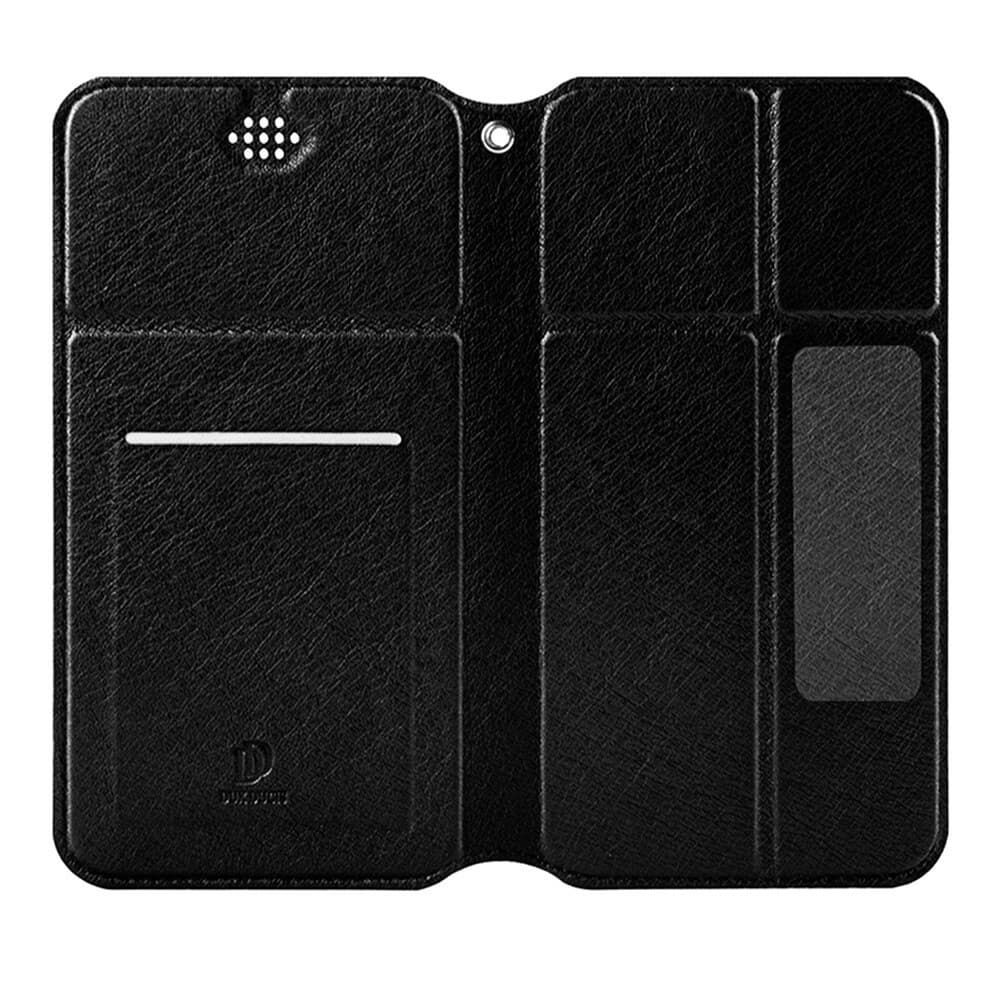Универсален кожен калъф, тип портфейл за смартфони от 4.7 до 5.0 инча - Dux Ducis Universal Case Size A (черен)