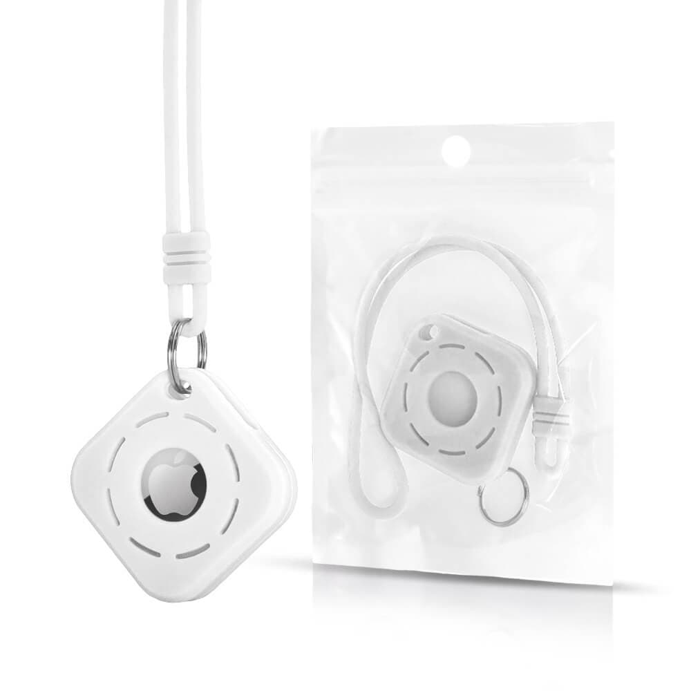 Силиконов кейс с връзка за Apple AirTag - ComT Silicone AirTag Strap Cover (бял)