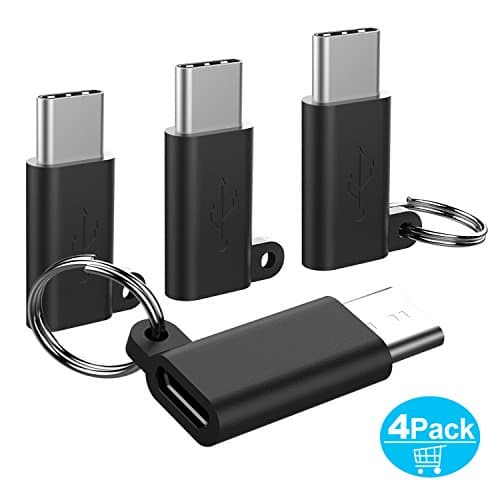 4ри броя адаптери от microUSB женско към USB-C мъжко за мобилни устройства с USB-C порт - TechRise UA50320 USB-C to MicroUSB Adapter (черен)