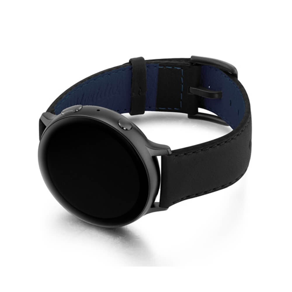 Уникална ръчно изработена кожена (естествена кожа) каишка за Samsung Galaxy Watch Active - Meridio Ink Nappa Leather Band (черен)