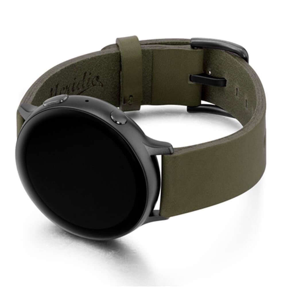 Уникална ръчно изработена кожена (естествена кожа) каишка за Samsung Galaxy Watch Active - Meridio Deep Leaf Full Grain Leather Band (тъмнозелен)