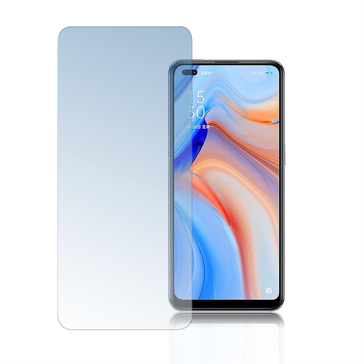 Калено стъклено защитно покритие с извити ръбове за целия дисплея на Oppo Reno 4 5G - 4smarts Second Glass 2.5D (прозрачен)