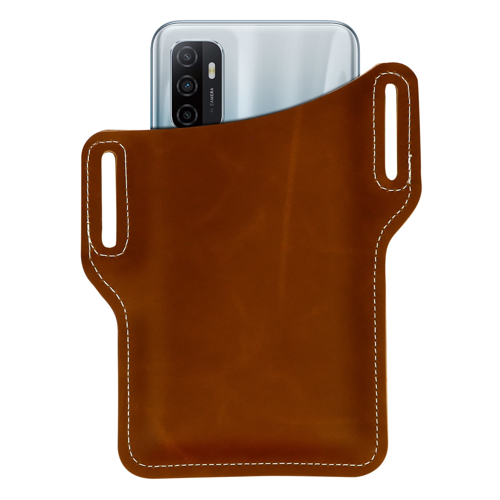 Кожен калъф за колана за смартфони до 6.5 инча - 4smarts Belt Case Universal (кафяв)