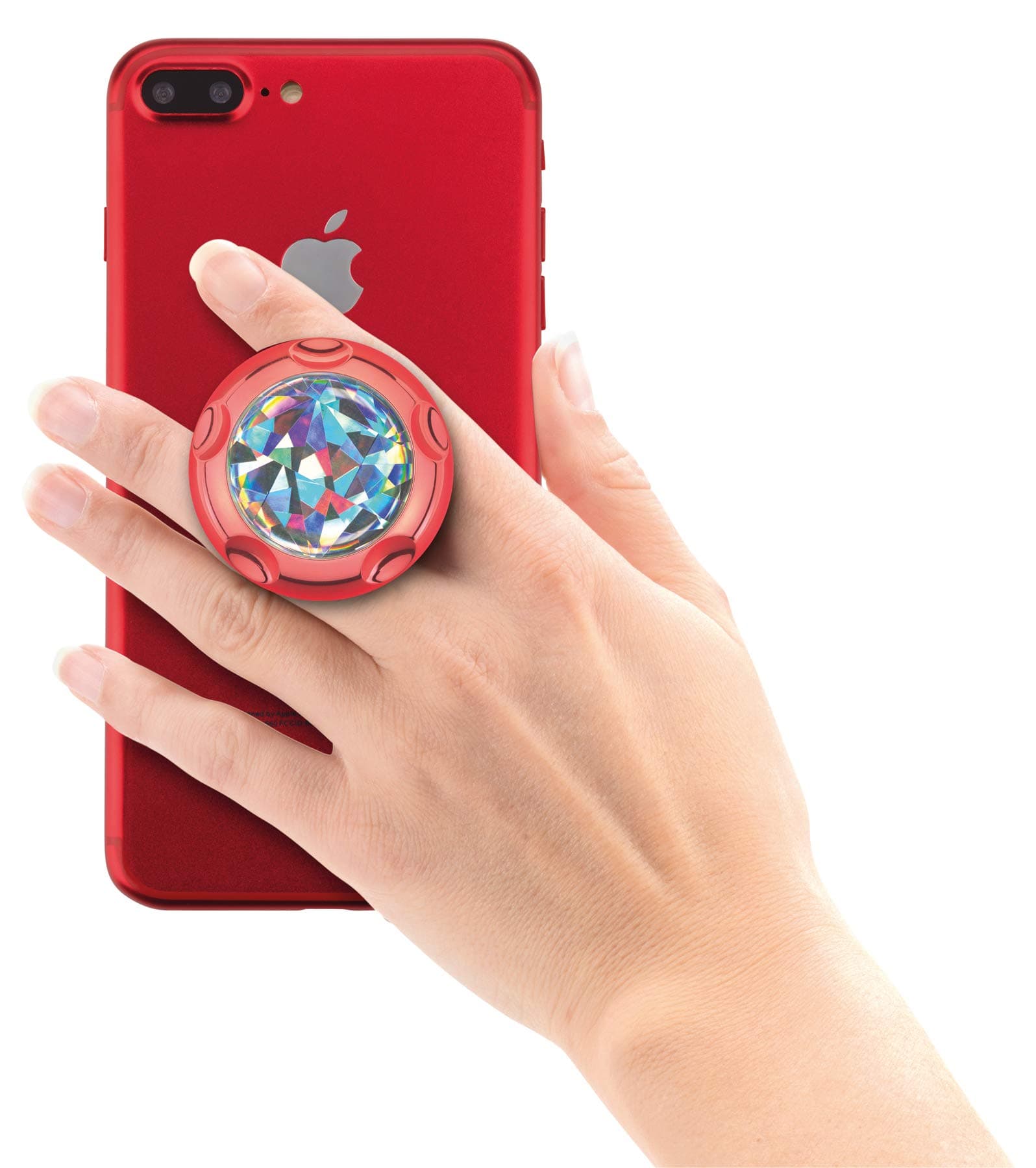 Поставка и аксесоар против изпускане на вашия смартфон - Jumpop Glamour Diamond Cut Smartphone-Fingerholder (червен-гланц)