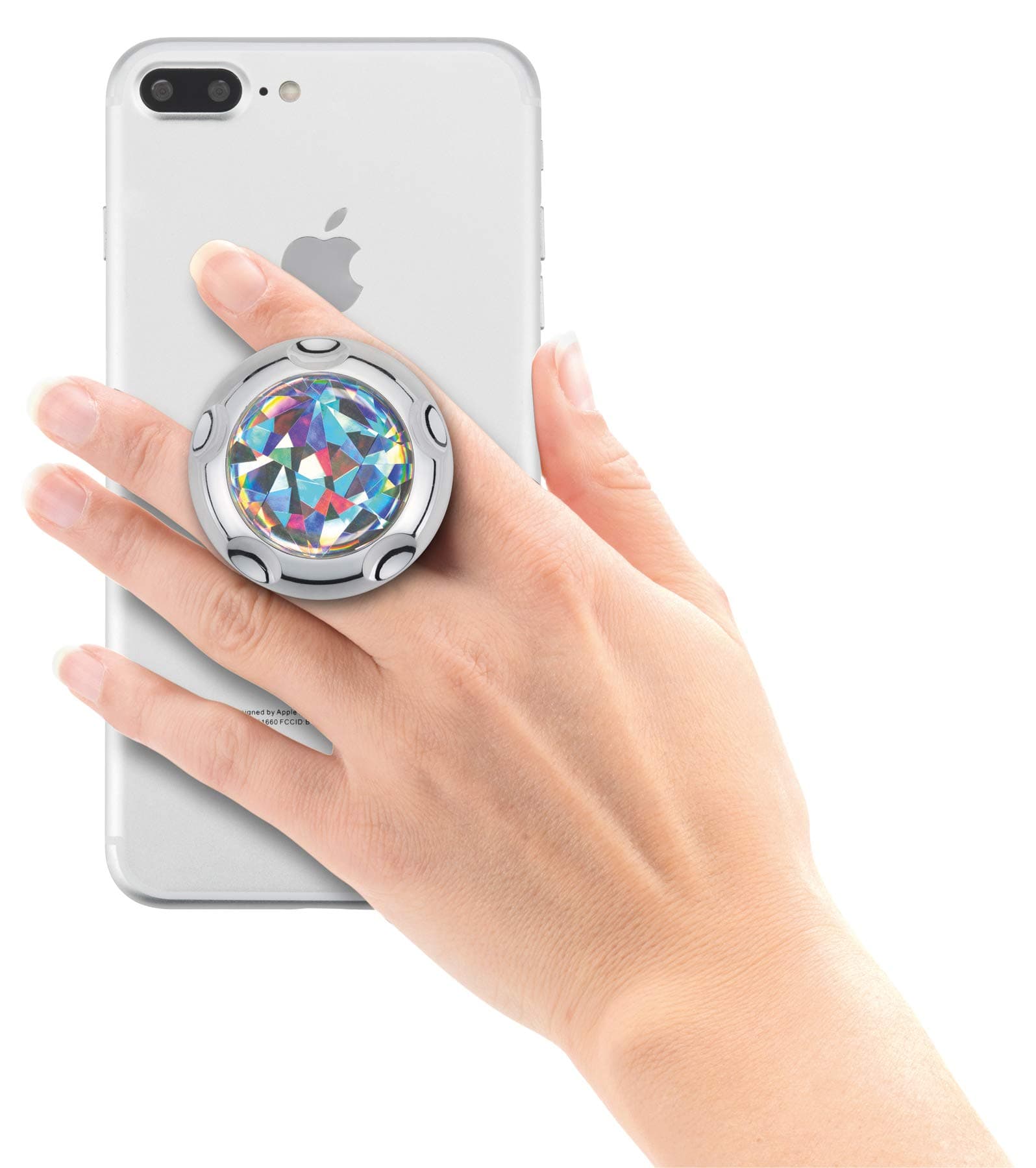 Поставка и аксесоар против изпускане на вашия смартфон - Jumpop Glamour Diamond Cut Smartphone-Fingerholder (сребрист-гланц)
