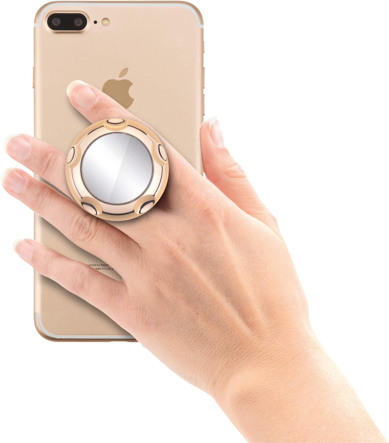 Поставка и аксесоар против изпускане с огледало на вашия смартфон - Jumpop Smartphone-Fingerholder (златист-гланц)