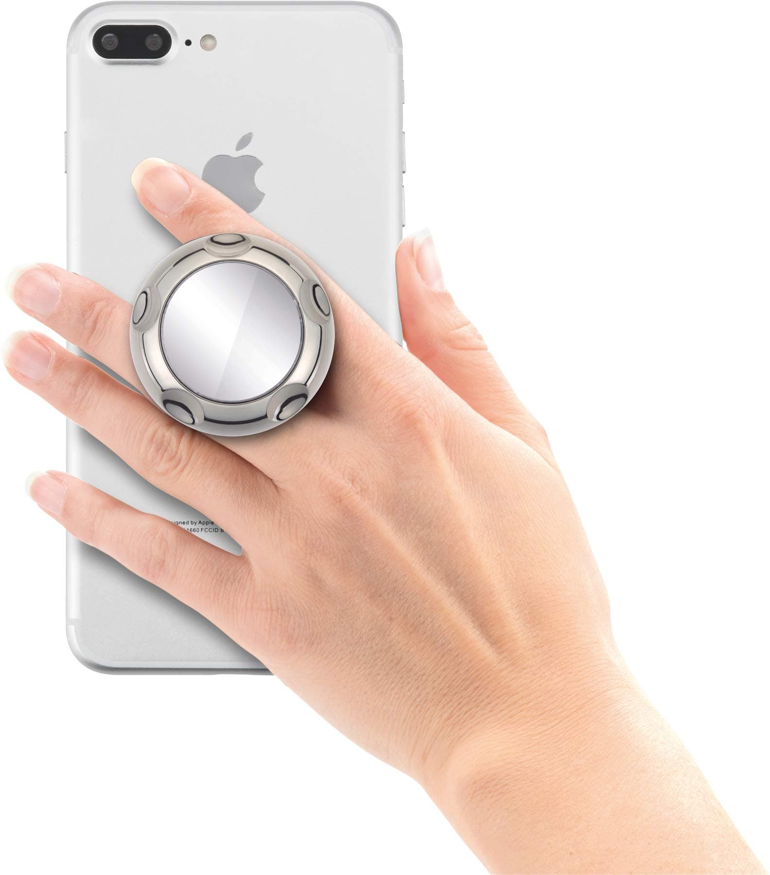 Поставка и аксесоар против изпускане с огледало на вашия смартфон - Jumpop Smartphone-Fingerholder (сив-гланц)