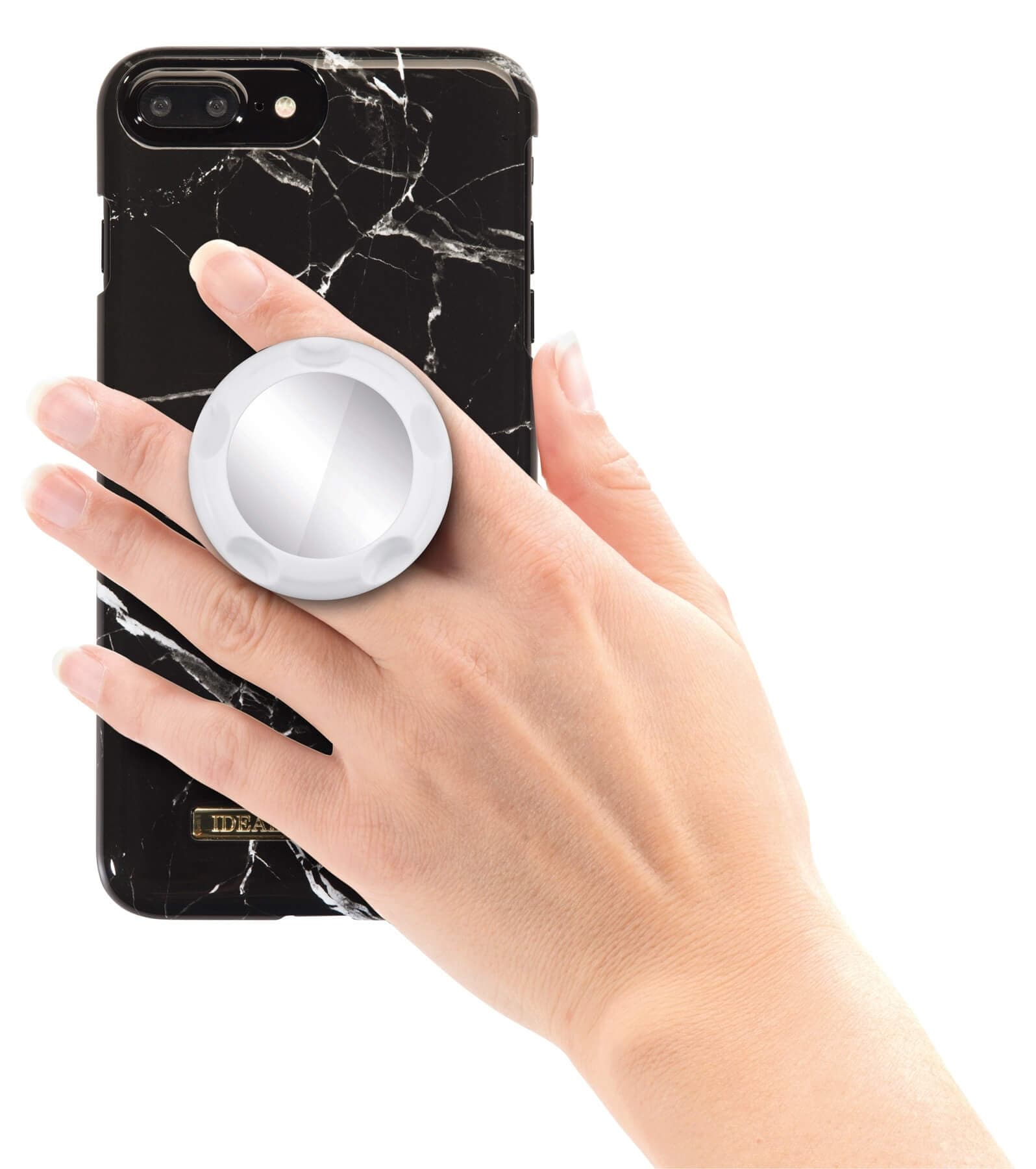 Поставка и аксесоар против изпускане с огледало на вашия смартфон - Jumpop Smartphone-Fingerholder (бял)