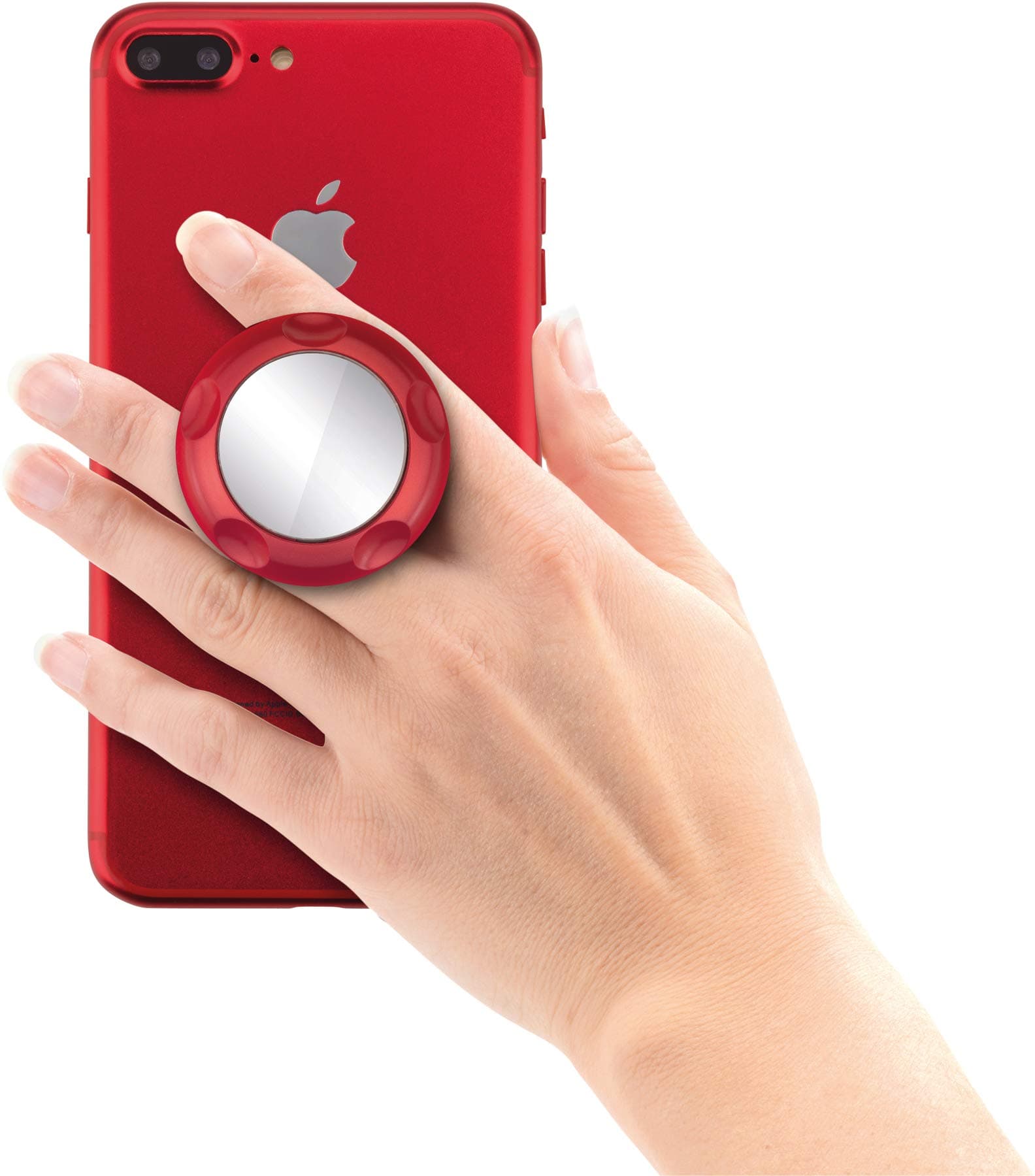 Поставка и аксесоар против изпускане с огледало на вашия смартфон - Jumpop Smartphone-Fingerholder (червен-мат)