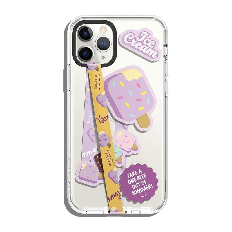 Каишка със стикери против изпускане на вашия смартфон - Elago Smartphone Strap with stickers (розов-жълт)