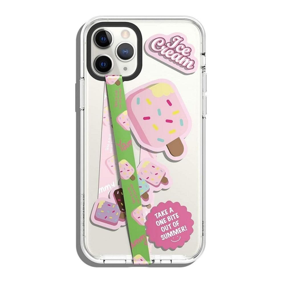 Каишка със стикери против изпускане на вашия смартфон - Elago Smartphone Strap with stickers (зелен-розов)