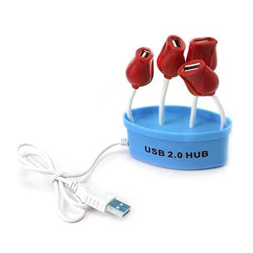 4-портов USB 2.0 хъб за компютри и лаптопи - Red Tulips 4-Port USB Hub (син)