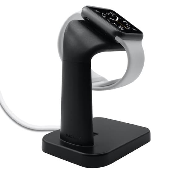 Луксозна алуминиева поставка за Apple Watch - Macally Apple Watch Stand (черна)
