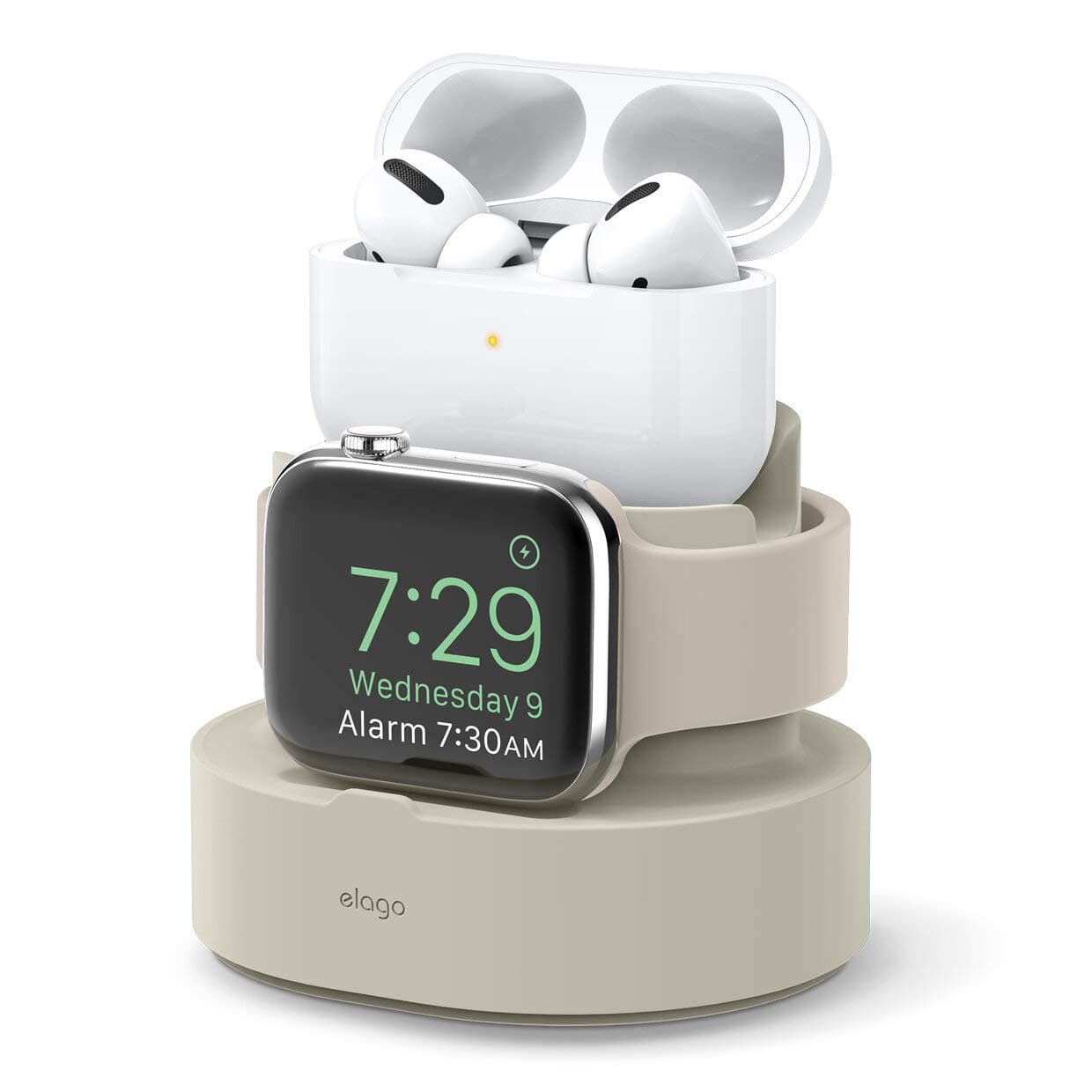 Силиконова поставка за зареждане на iPhone, Apple Watch и Apple AirPods Pro - Elago Duo Charging Hub Pro (бяла)