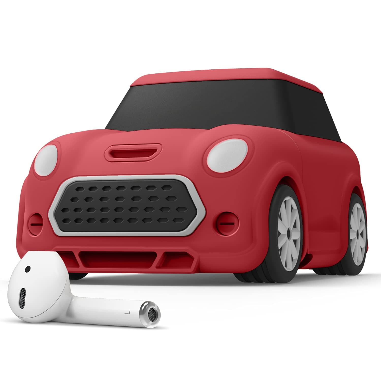 Силиконов калъф с карабинер за Apple Airpods и Apple Airpods 2 (червен) - Elago Airpods Mini Car Design Silicone Case