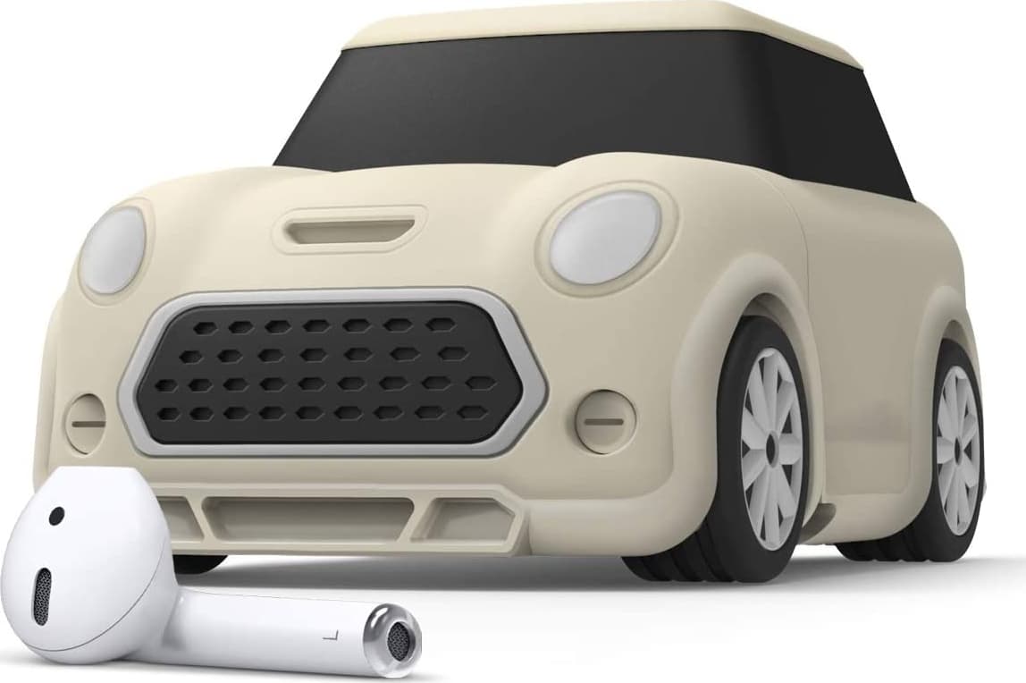 Силиконов калъф с карабинер за Apple Airpods и Apple Airpods 2 (бял) - Elago Airpods Mini Car Design Silicone Case