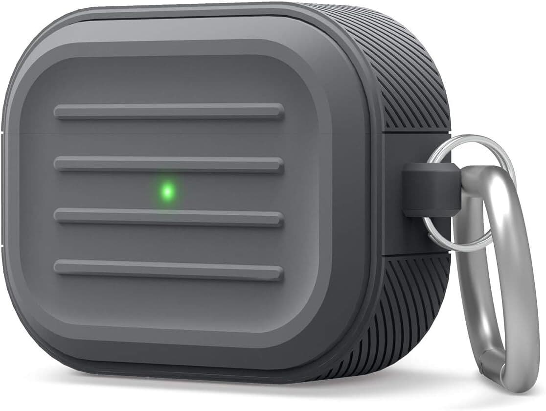 Удароустойчив силиконов калъф с карабинер за Apple Airpods Pro - Elago AirPods Pro Armor Hang Case (тъмносив)