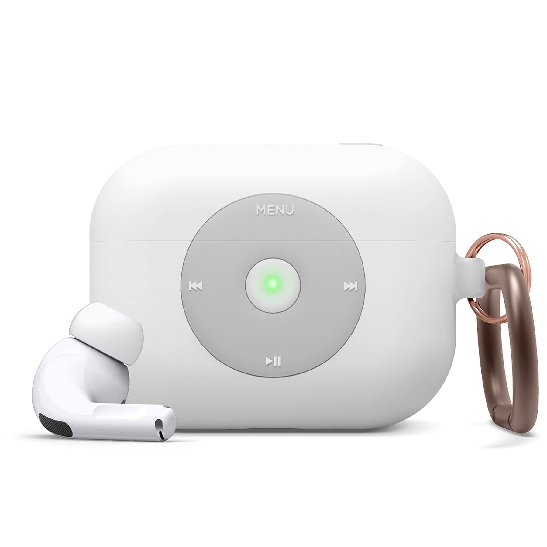 Силиконов калъф с карабинер за Apple Airpods Pro (бял) - Elago Airpods Pro Retro AW6 Silicone Hang Case