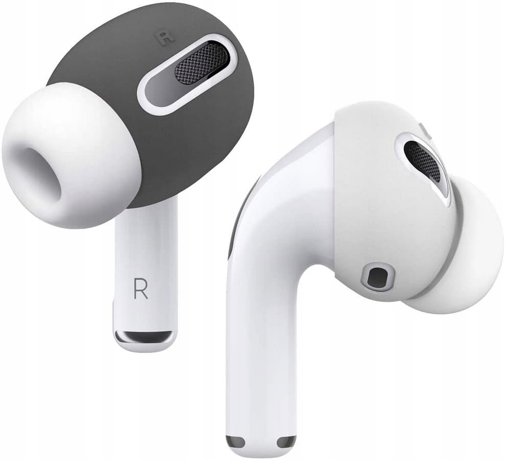Антибактериални силиконови калъфчета за Apple Airpods Pro (4 броя) - Elago Airpods Pro Secure Fit (бял-сив)