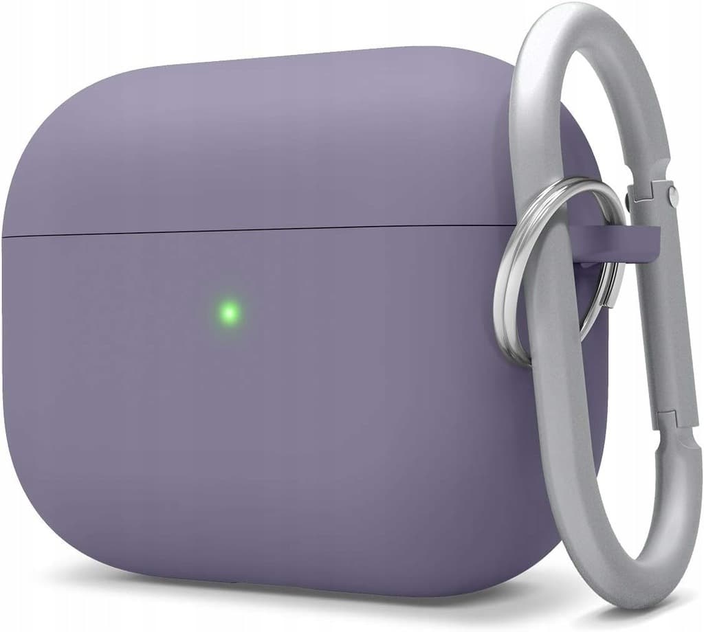 Твърд силиконов кейс с карабинер за Apple Airpods Pro - Elago Airpods Pro Liquid Hybrid Hang Case (тъмнолилав)