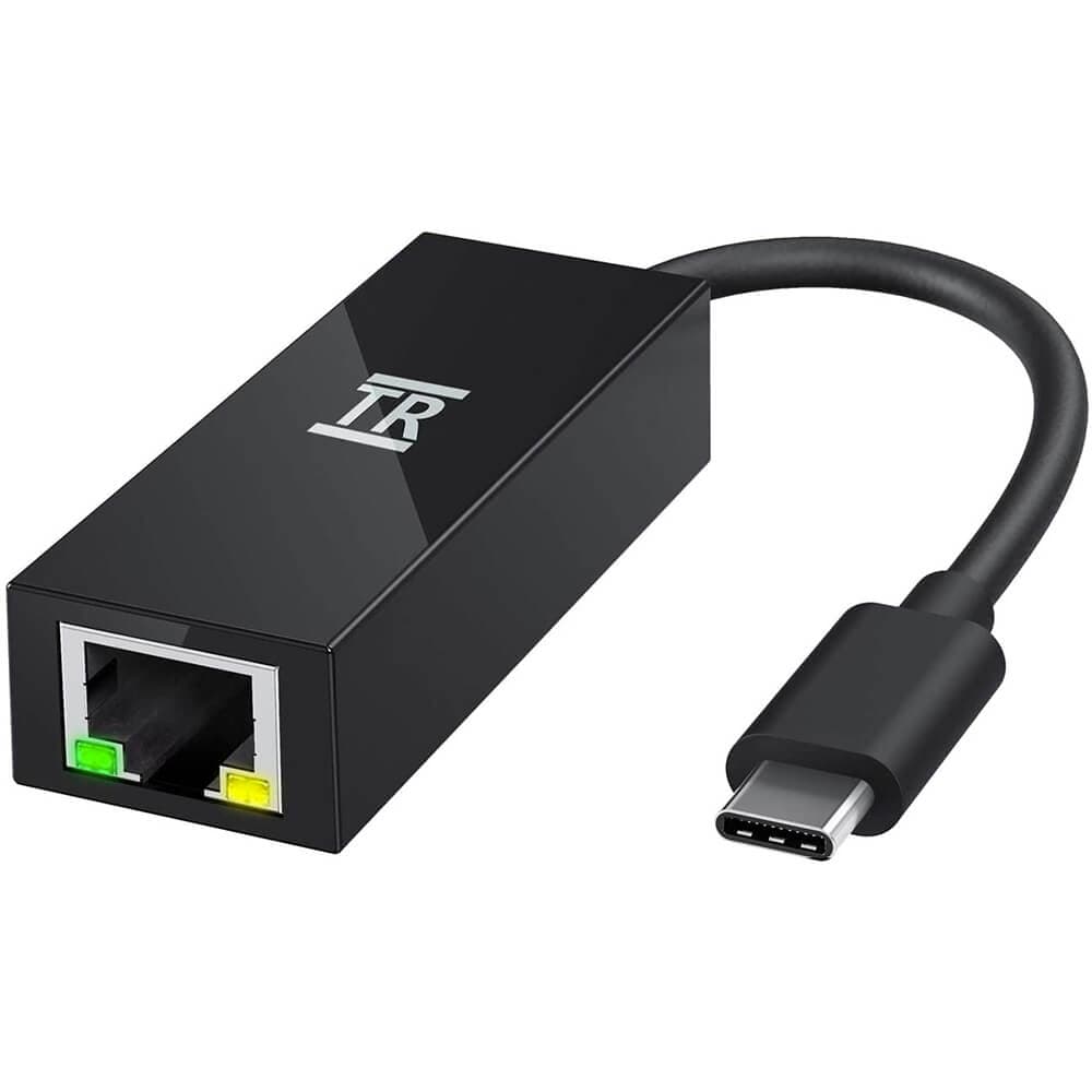 Адаптер USB-C към Ethernet за устройства с USB-C порт - TechRise CUL05325BA01 USB-C with Ethernet Adapter (черен)