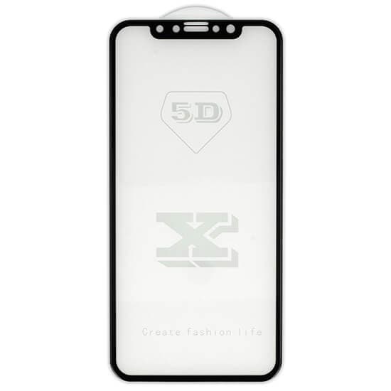 Обхващащо и ръбовете стъклено защитно покритие за дисплея на iPhone 11 Pro, iPhone XS, iPhone X - Premium Full Glue 5D Tempered Glass (черен)