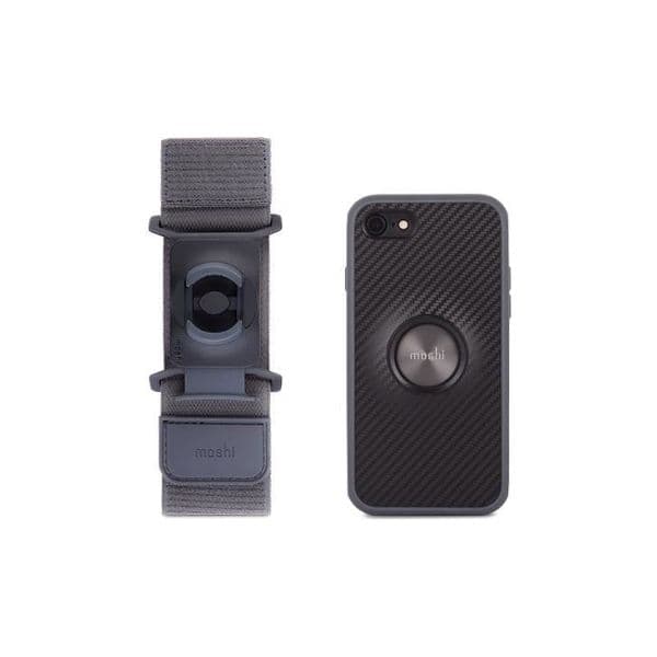 Комплект удароустойчив кейс и спортна лента за ръката за iPhone 8, iPhone 7 - Moshi Running Kit (черен)