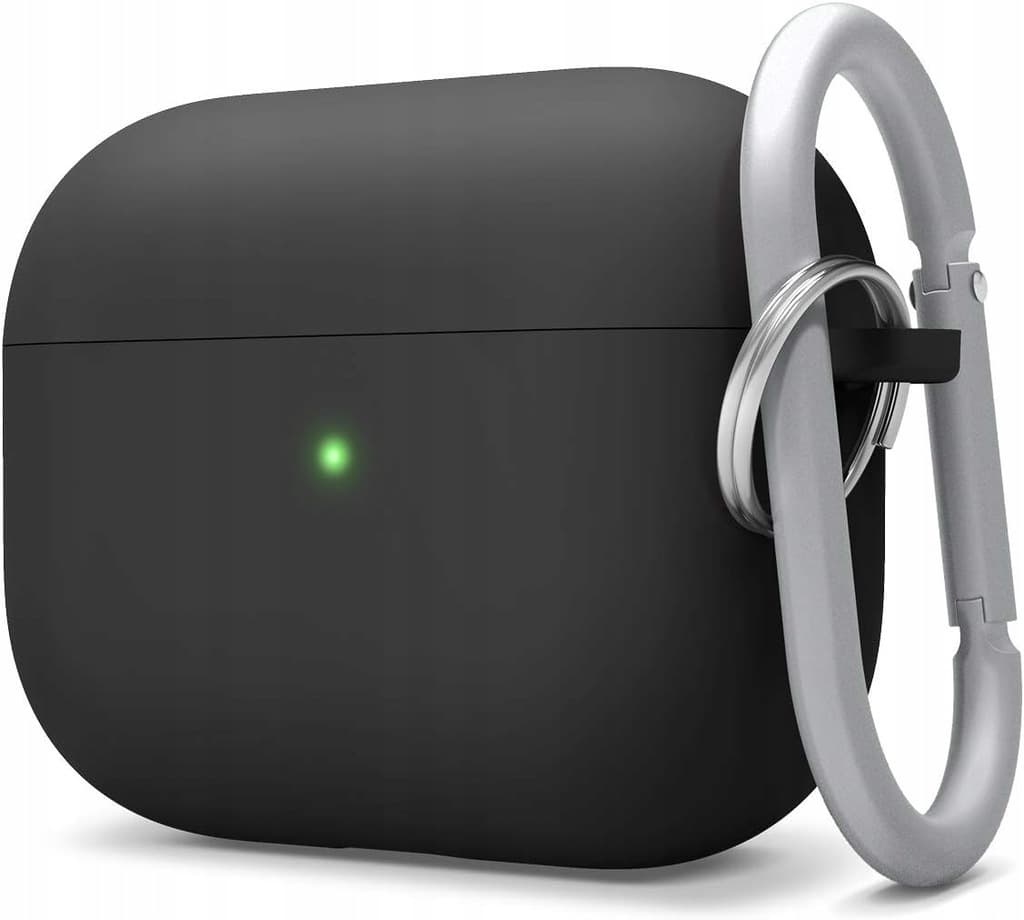 Твърд силиконов кейс с карабинер за Apple Airpods Pro - Elago Airpods Pro Liquid Hybrid Hang Case (черен)
