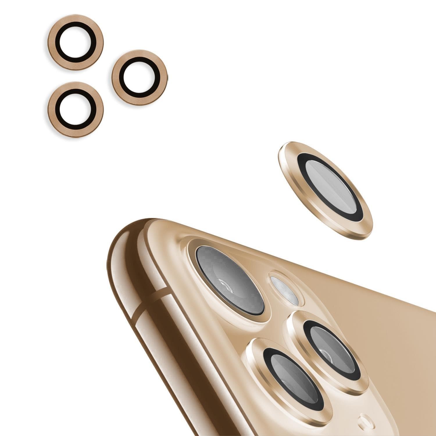 Предпазни стъклени лещи за камерата на iPhone 11 Pro, 11 Pro Max - 4smarts Second Glass Pro Camera Set (златист)