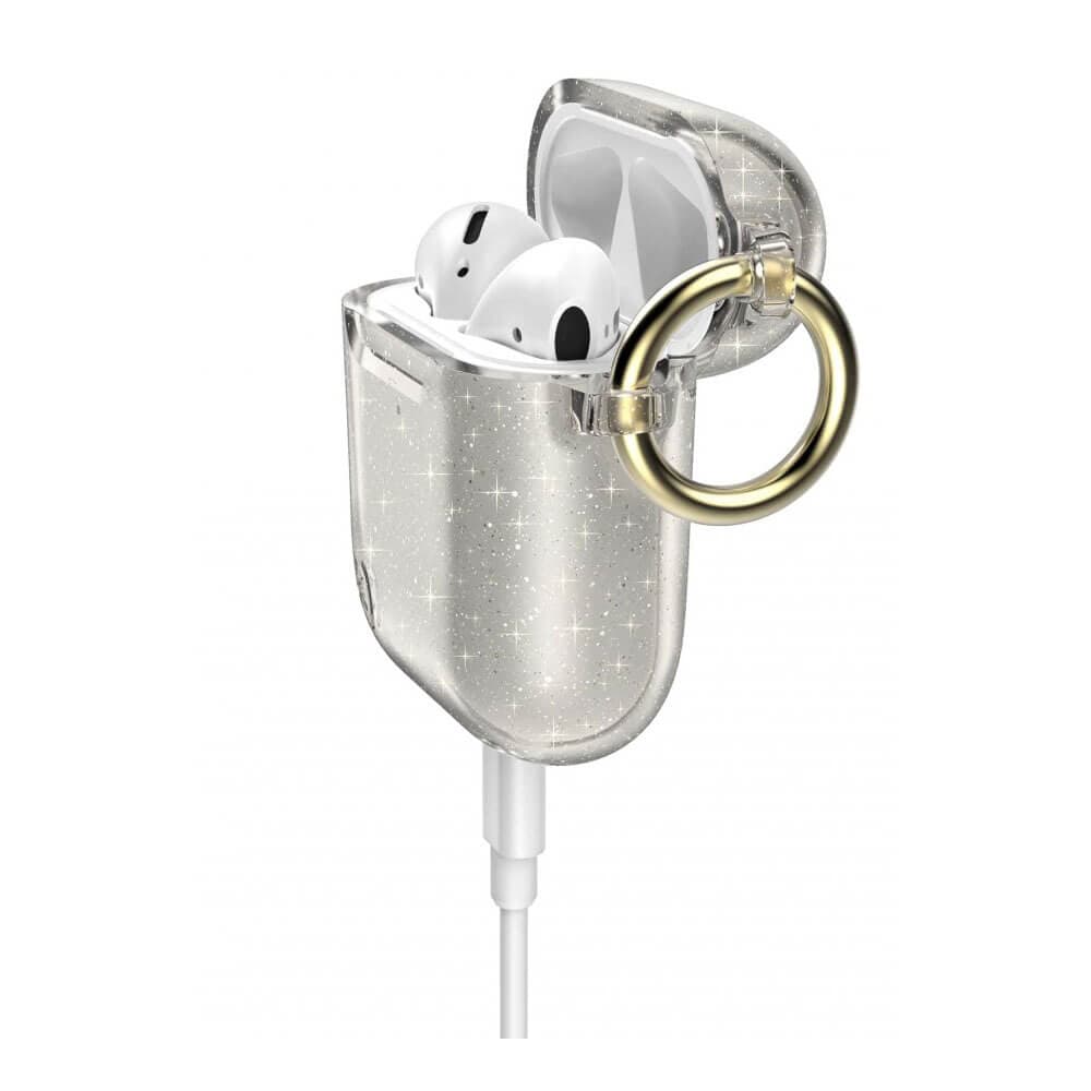 Силиконов калъф с възможност за безжично зареждане за Apple Airpods - Speck Presidio Airpods Silicone Hang Case (прозрачен-златист)
