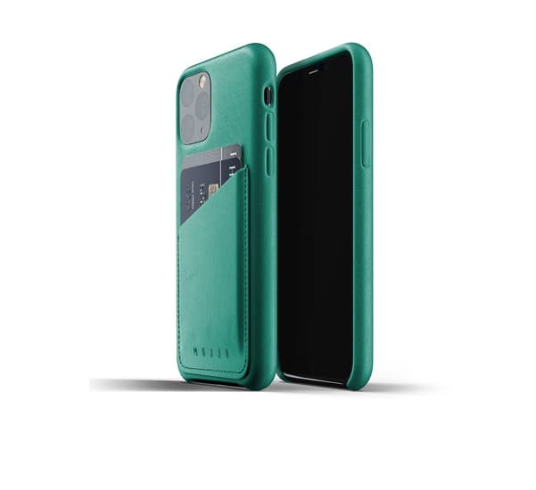 Кожен (естествена кожа) кейс с джоб за кредитна карта за iPhone 11 Pro - Mujjo Leather Wallet Case (зелен)