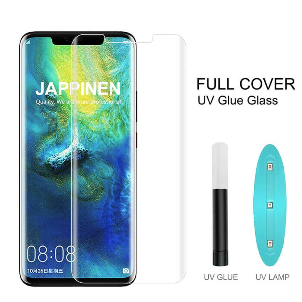 Стъклено защитно покритие с течно лепило и UV лампа за дисплея на Huawei P20 Pro - Nano Liquid UV Full Glue Tempered Glass (прозрачен)