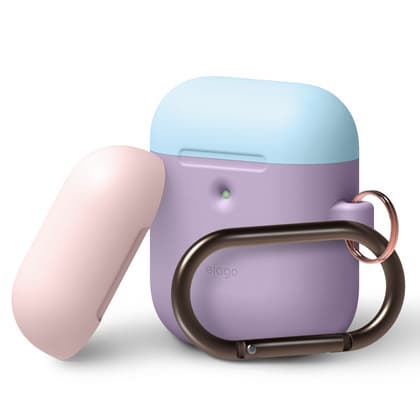 Силиконов калъф за Apple Airpods 2 with Wireless Charging Case - Elago Airpods Duo Hang Silicone Case (лилав-светлосин)