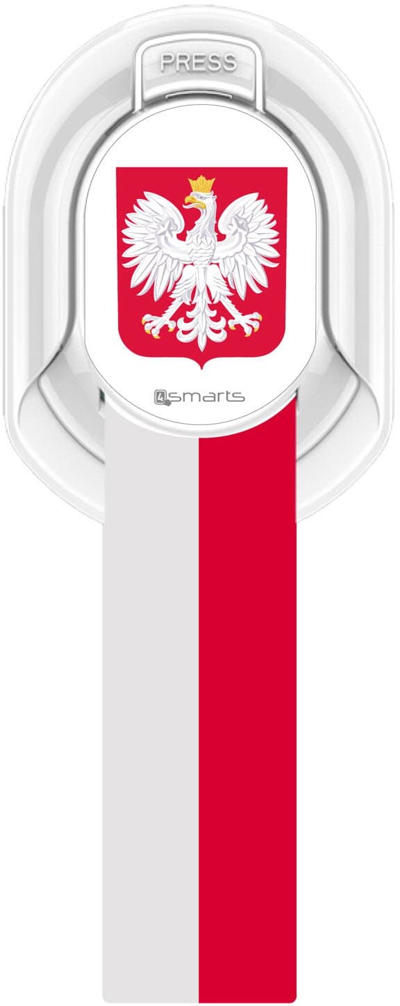 Каишка за задържане за смартфони с полското знаме - 4smarts Loop Guard Finger Strap Poland (бял-червен)