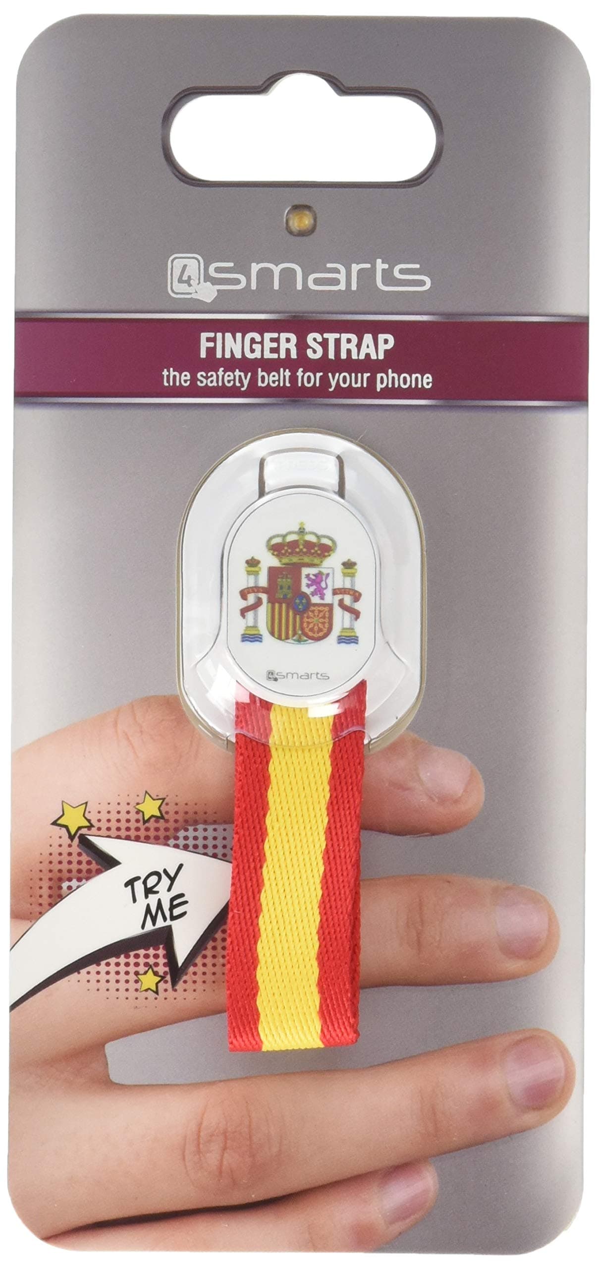 Каишка за задържане за смартфони с испанското знаме - 4smarts Loop Guard Finger Strap Spain (жълт-червен)